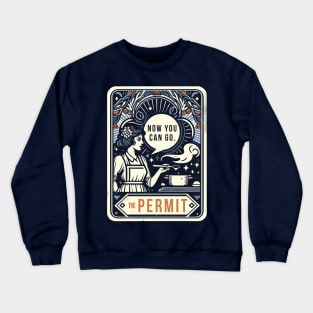 The Permit Hermit Housewife Funny Tarot Card Pun Horoscope Crewneck Sweatshirt